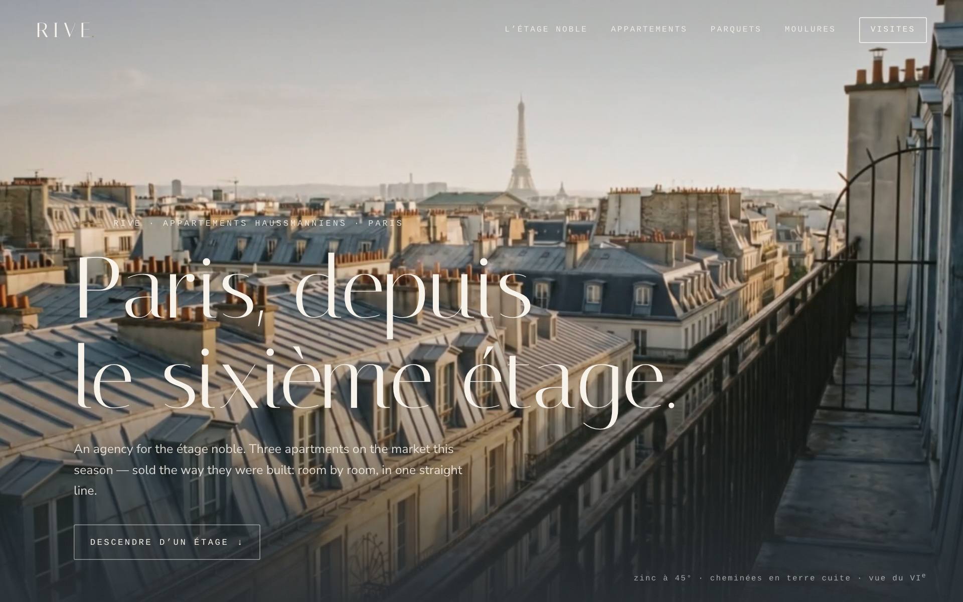 RIVE — Paris rooftops cinemagraph and enfilade apartment tours